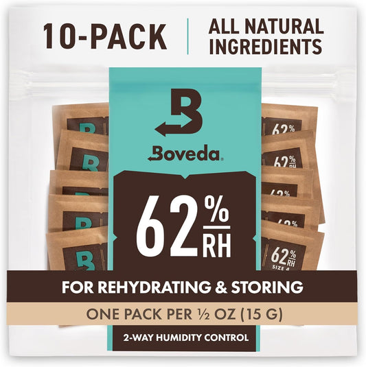 Boveda do Przechowywania Ziół | 2 - Kierunkowa Regulacja Wilgotności 62% RH | Rozmiar 4 Chroni do 15g Kwiatów | Zapobiega Utracie Terpenów | 10 Sztuk - PuffoShop