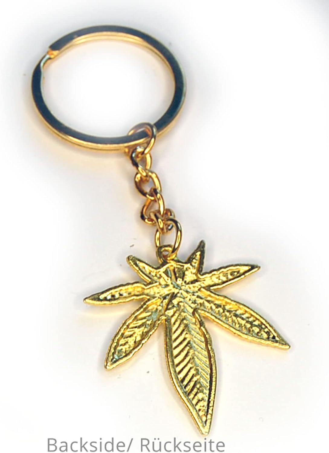 Breloczek do kluczy z liści konopi zielono - złoty 4:20 Weed - PuffoShop