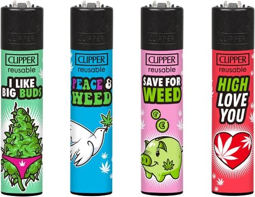 Zapalniczka Clipper zestaw 4 sztuk: (Weed Slogan 11) - PuffoShop