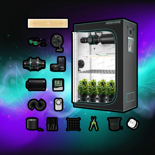 MARS HYDRO TSL2000 Growzelt Komplettset Led Grow Tent Kit LED Grow Light Grow Lampe 120X60X180cm Indoor Grow Set mit 4" Belüftungssatz