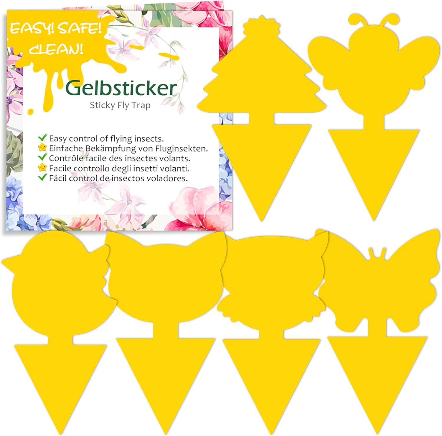 Blooven 30 szt. pułapek na owady, przeciw muszkom wewnętrznym, pułapki samozaciskowe, wodoodporne, ochrona roślin kwiatowych (Czarny 30 sztuk) - PuffoShop