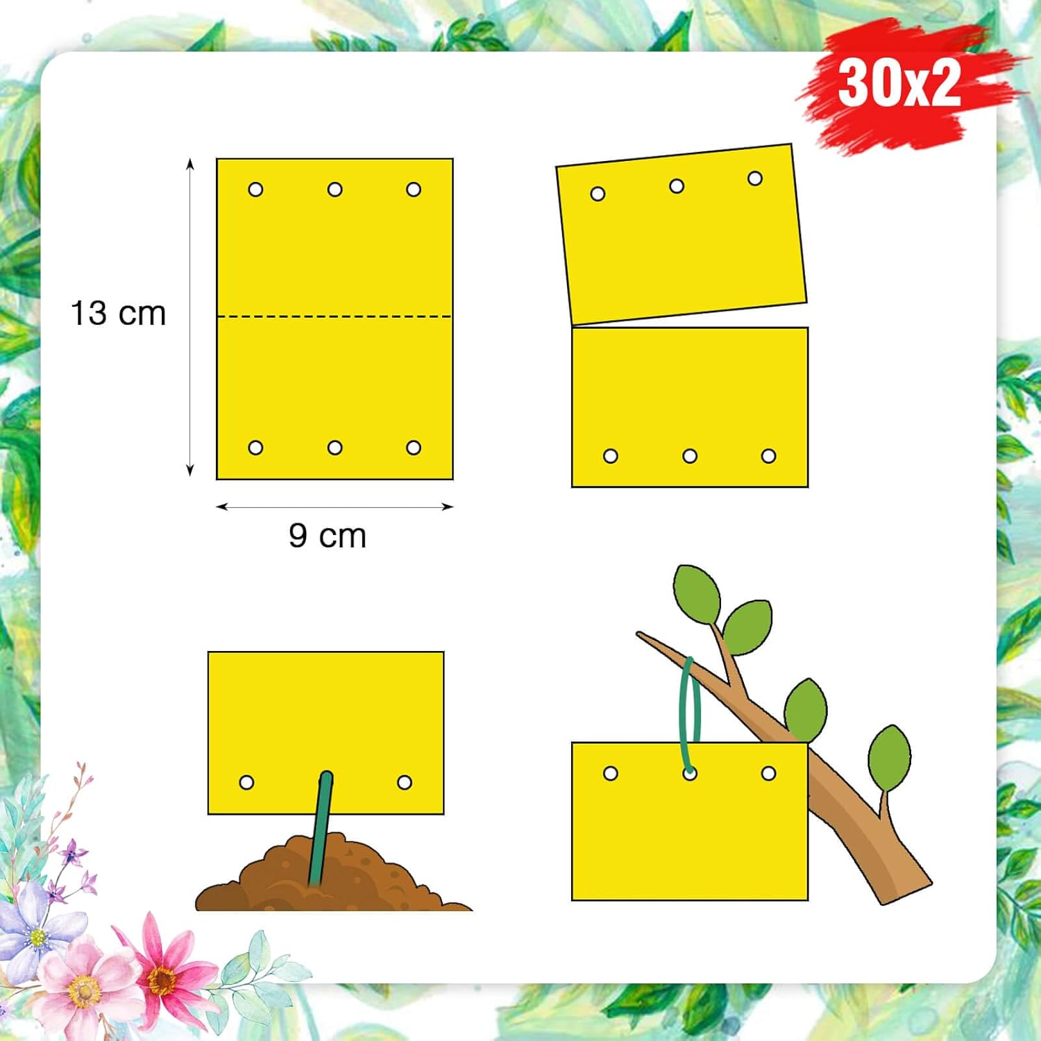 Blooven 30 szt. pułapek na owady, przeciw muszkom wewnętrznym, pułapki samozaciskowe, wodoodporne, ochrona roślin kwiatowych (Czarny 30 sztuk) - PuffoShop