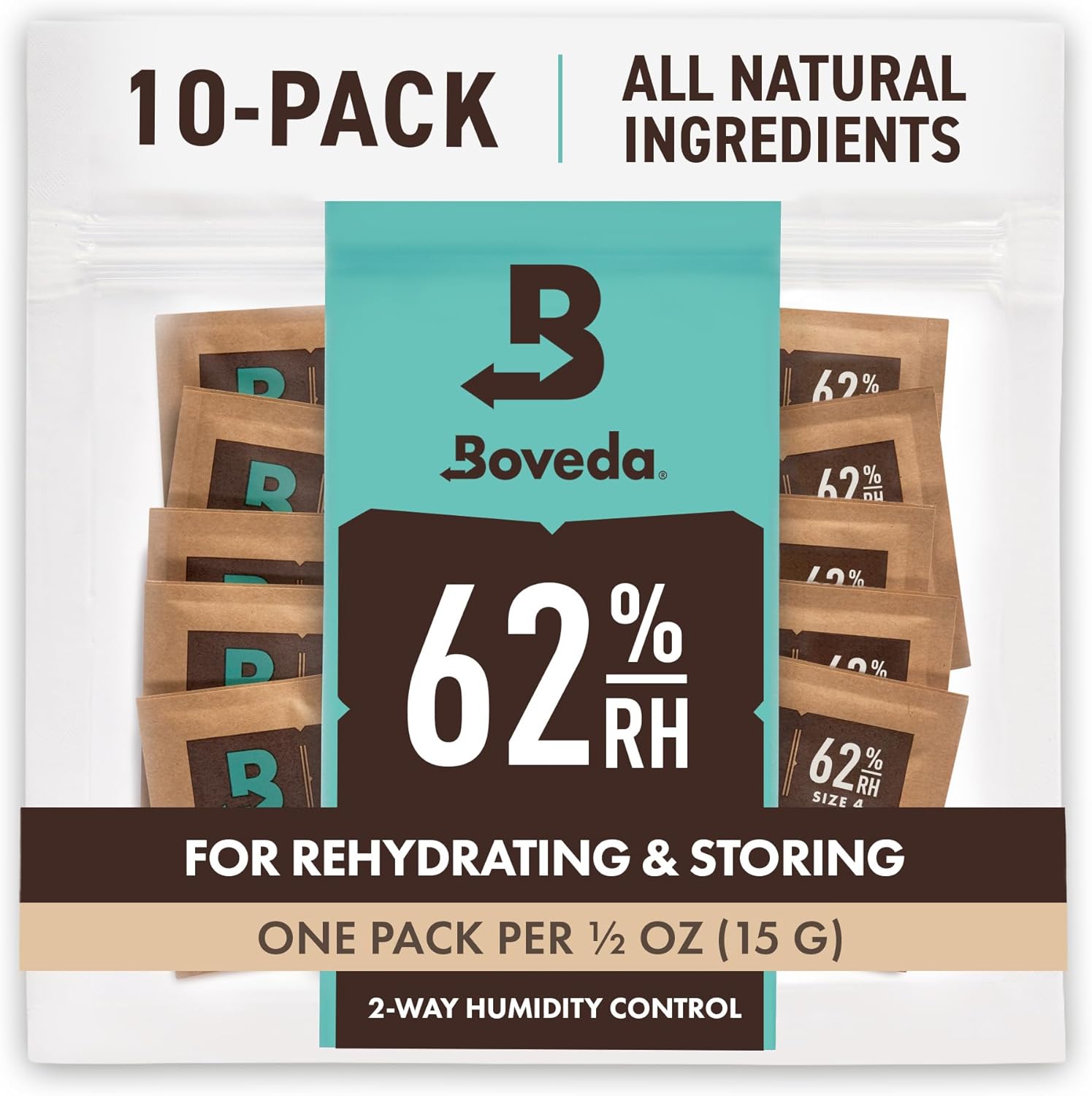 Boveda do Przechowywania Ziół | 2 - Kierunkowa Regulacja Wilgotności 62% RH | Rozmiar 4 Chroni do 15g Kwiatów | Zapobiega Utracie Terpenów | 10 Sztuk - PuffoShop