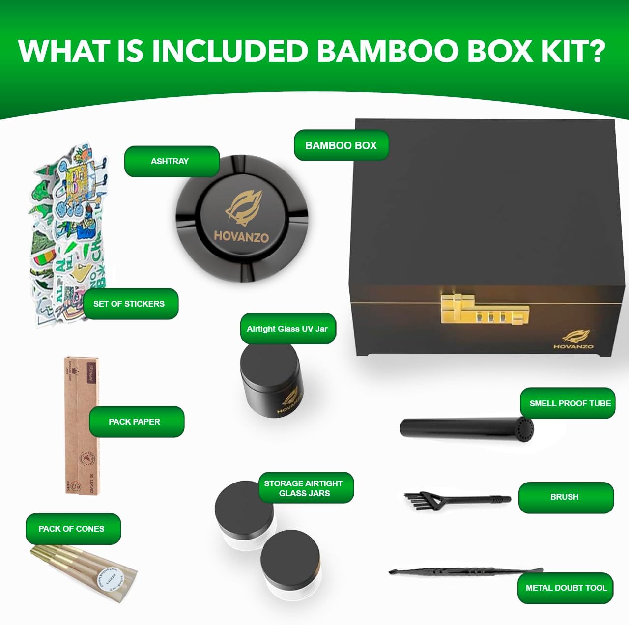 HOVANZO Duże pudełko bambusowe premium – ozdobne pudełko do przechowywania z zamkiem szyfrowym – drewniane pudełko do przechowywania z tacą na kółkach – drewniane pudełko do przechowywania z - PuffoShop