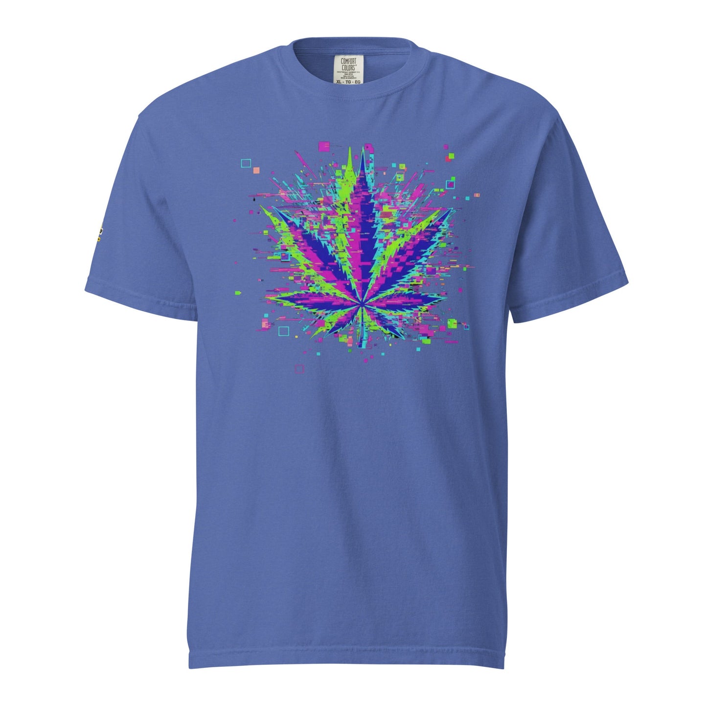 🌿 Koszulka Glitch Leaf – Cyfrowa Sztuka Konopi | Unisex Premium - PuffoShop