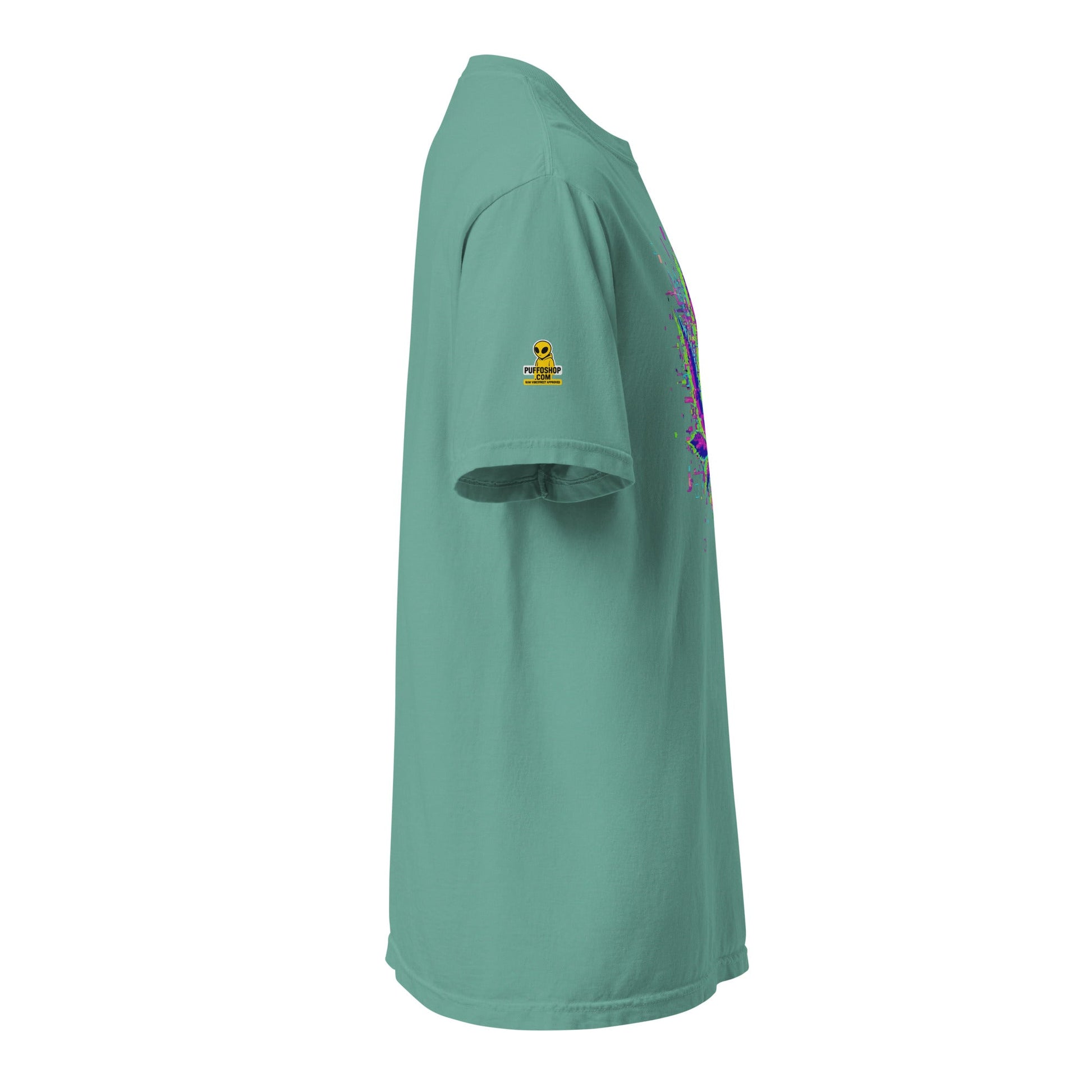 🌿 Koszulka Glitch Leaf – Cyfrowa Sztuka Konopi | Unisex Premium - PuffoShop