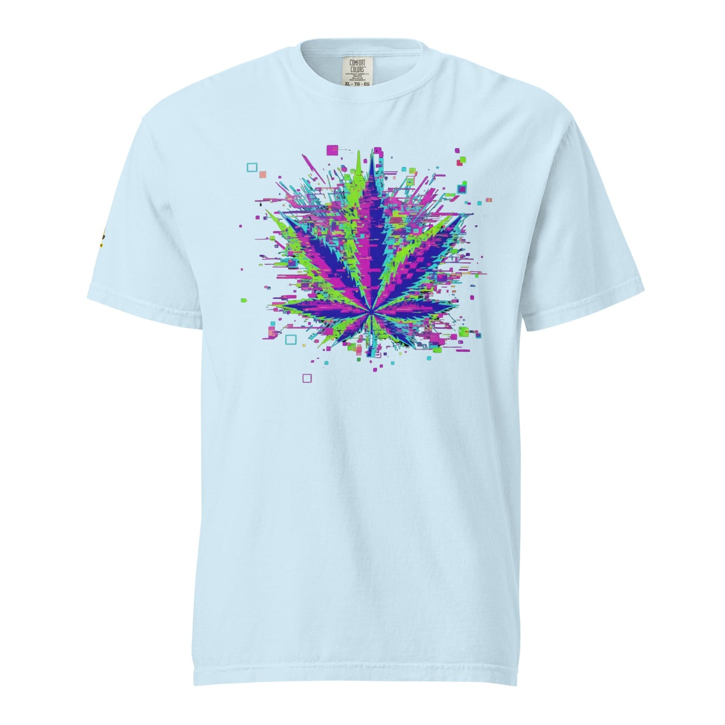 🌿 Koszulka Glitch Leaf – Cyfrowa Sztuka Konopi | Unisex Premium - PuffoShop