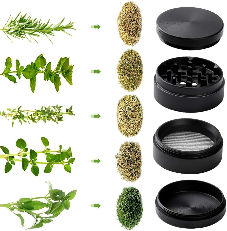 Młynki do ziół, PPpanda, młynek do ziół na sucho, metalowy przenośny młynek ze stopu cynku, czarny, 5 x 4 cm - PuffoShop