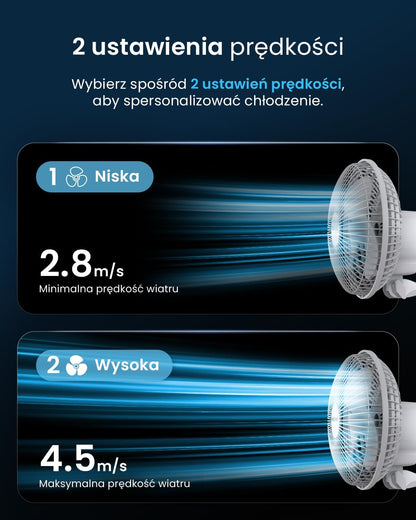 Pro Breeze Mały Wiatrak Wiatraczek z Klamrą, Biurowy Wentylator z Klipsem, Chłodzący Cichy Mocny, Średnica 15 cm, 2 Poziomy Prędkości, Chłodzący na Biurko do Sypialni Biura Gabinetu, 15 Watt, Czarny - PuffoShop