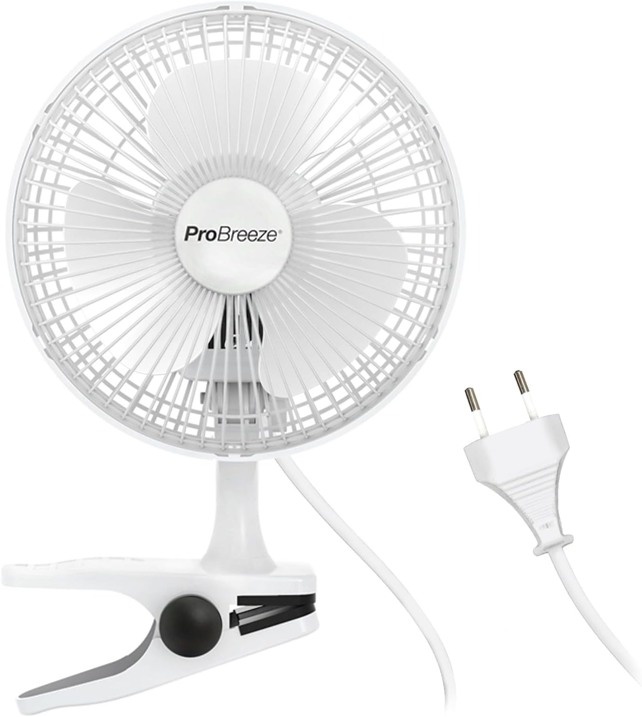 Pro Breeze Mały Wiatrak Wiatraczek z Klamrą, Biurowy Wentylator z Klipsem, Chłodzący Cichy Mocny, Średnica 15 cm, 2 Poziomy Prędkości, Chłodzący na Biurko do Sypialni Biura Gabinetu, 15 Watt, Czarny - PuffoShop