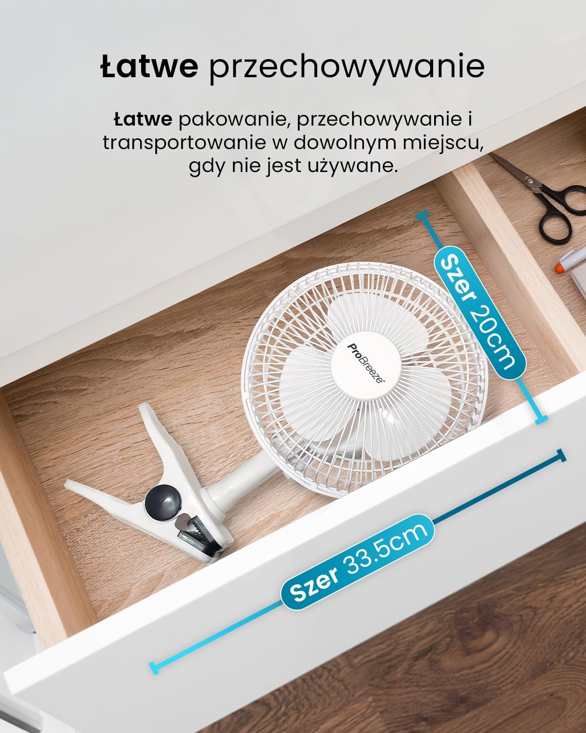 Pro Breeze Mały Wiatrak Wiatraczek z Klamrą, Biurowy Wentylator z Klipsem, Chłodzący Cichy Mocny, Średnica 15 cm, 2 Poziomy Prędkości, Chłodzący na Biurko do Sypialni Biura Gabinetu, 15 Watt, Czarny - PuffoShop