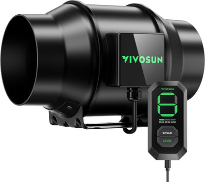 VIVOSUN AeroZesh G8 20.3 cm 725 CFM, wentylator kanałowy rzędowy z kontrolerem prędkości E12, w pełni programowalny wentylator EC sterowany PWM do wentylacji namiotów - PuffoShop