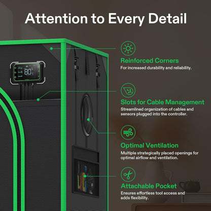 VIVOSUN P426 Tente de Culture Pro 122 x 61 x 183 cm, z potełami grubymi 2,5 cm, tkaninem Oxford Mylar wysokiej odległości odbicia, dodatkowymi sznurkami zawiasowymi i wysokim zestawem CFM - PuffoShop