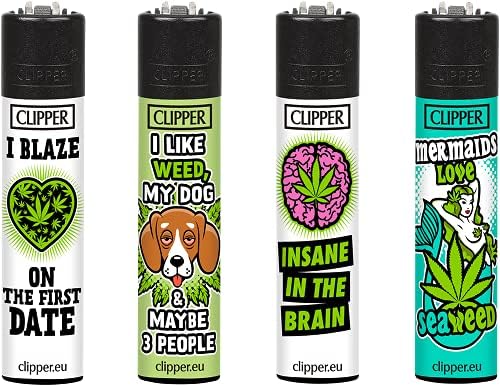 Zapalniczka Clipper zestaw 4 szt. (Weed Slogan 4) - PuffoShop