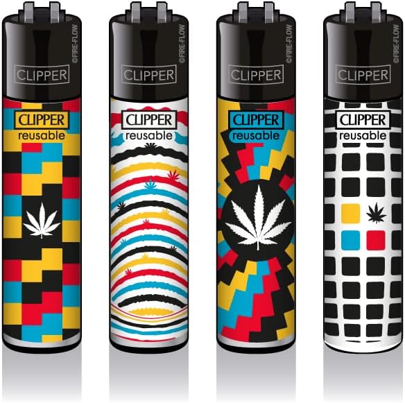 Zapalniczka Clipper zestaw 4 sztuk: (Optical Weed) - PuffoShop