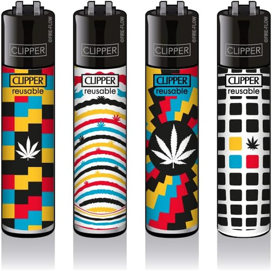 Zapalniczka Clipper zestaw 4 sztuk: (Optical Weed) - PuffoShop