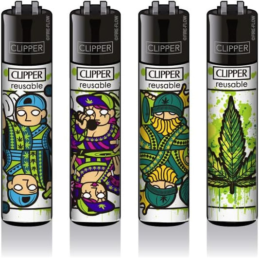 Zapalniczka Clipper zestaw 4 sztuk: (Poker Weed) - PuffoShop
