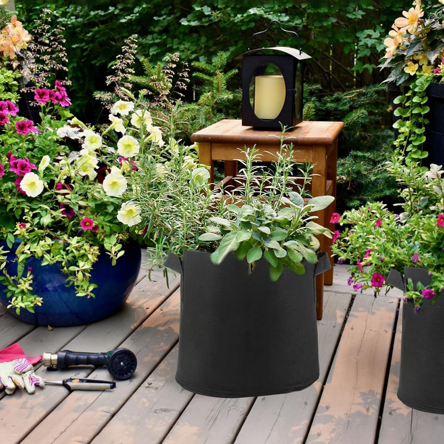 Zestaw 5 doniczek materiałowych 20 l – worek na rośliny 20 l – z włókniny – 30 x 25 cm, torba na rośliny z uchwytami na pomidory, ziemniaki, worki na grządki warzywne, donice na kwiaty - PuffoShop