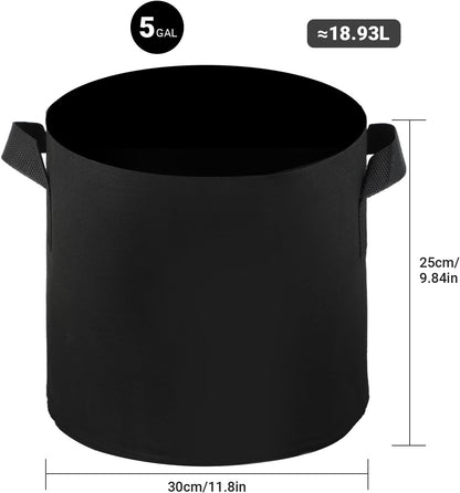 Zestaw 5 doniczek materiałowych 20 l – worek na rośliny 20 l – z włókniny – 30 x 25 cm, torba na rośliny z uchwytami na pomidory, ziemniaki, worki na grządki warzywne, donice na kwiaty - PuffoShop