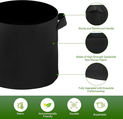 Zestaw 5 doniczek materiałowych 20 l – worek na rośliny 20 l – z włókniny – 30 x 25 cm, torba na rośliny z uchwytami na pomidory, ziemniaki, worki na grządki warzywne, donice na kwiaty - PuffoShop