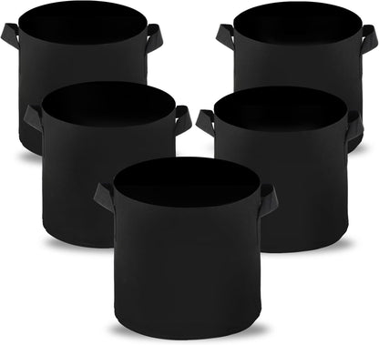 Zestaw 5 doniczek materiałowych 20 l – worek na rośliny 20 l – z włókniny – 30 x 25 cm, torba na rośliny z uchwytami na pomidory, ziemniaki, worki na grządki warzywne, donice na kwiaty - PuffoShop